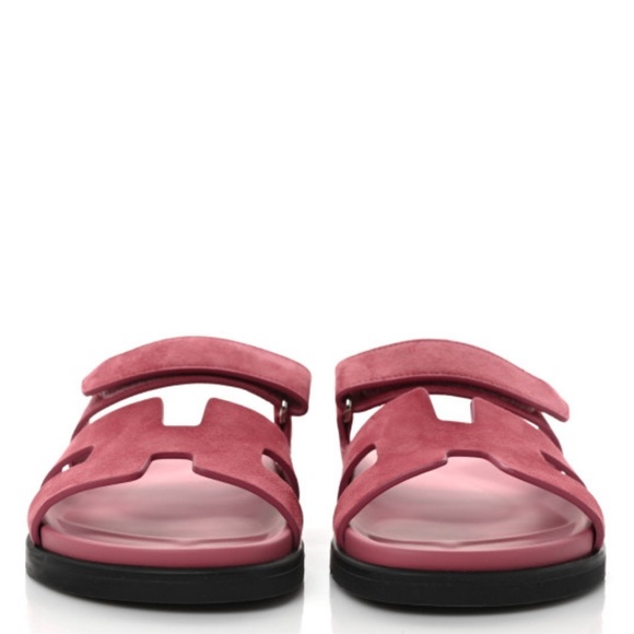 RARE Hermes Suede Chypre Sandals Rose Aphrodite Pink Size 40 - Picture 5 of 11